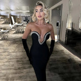 Beading Bandages Dress 2023 New Women Sexy Strapless Bodycon Clothes Celebrity Party Evening