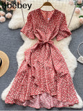 Holiday Women Party Clothes Floral Fashion Dress Female Clothing A line Dresses Outfits Summer Midi Beach Sundress
