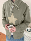 Vintage Star Patch Baggy Zip Up Hoodie-Outfit