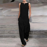 Casual Jumpsuit Women Sleeveless Overalls Fashion Loose Solid Color Cotton Sleeveles Rompers Jumpsuits