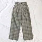 Spring Women Pants Plaid High Waist Dropping Feeling High Waist Wide Leg Long Suit