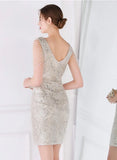 Modest V-neck Sleeveless Sequined Mini Slit Club