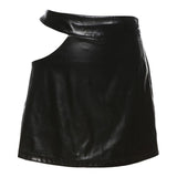 Toloer Women's Spring / Summer 2023 New Fashion Hollow-Out High Waist PU Wrap Hip Women's Skirt Women-Outfit