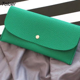Women Colorful Hasp Chic Elegant Simple Card Holder PU Leather Long Purse Womens Wallet Fashion Korean Style