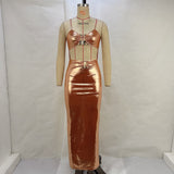 Toloer Women's Fall 2024 New Fashion Sexy Hollow Out Slim Slip Dress Women's Dress-Outfit
