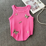 Man Body-In-Body Temperament Butterfly Short Sleeveless Vest Sling Female Summer Design Sense Niche Bottoming Shirt