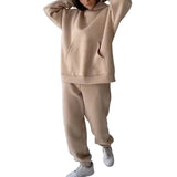 Winter Women Tracksuit Sportswear Long Pants Set Two Piece Long Sleeve Hoodies Sweatshirt Suit Winter Warm Solid