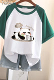 100% Cotton L-3XL T Shirt Plus size Print Tshirt Short Sleeve Patchwork Women Top Summer Couple O Neck Oversize T