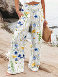 Spring And Summer New Four Seasons Of Leisure Wide Leg Trousers Print Burst Loose Trousers
