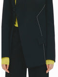 Fashion Women's Blazer Round Collar Loose Single Breasted Long Sleeve Asymmetric Black Suit Jackets Summer 2023 New