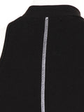 Fashion Women's Dress Round Neck Metal Chian Open Line Waist Spliced A-line Mid-calf Tank Dresses Summer 2023 New