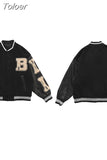 Baseball Jacket Women Harajuku Bone Letter Varsity Bomber Jackets Hip Hop Streetwear Unisex Men College Leahter