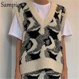 T2K Black Autumn 2021 Skirt Set Women Tie Dye Pullover Sweater Vest Tops Winter Mini Wrap Skirt Knit Dress Two Piece