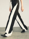 Fashion Women's Jeans Irregular Stitching Contrast Color Rough Edge Straight High Waist Denim Pants Autumn 2023 New
