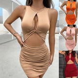 Summer Women's Tight Night Dress Sexy Folded