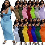 Bodycon Long Maxi Dresses for Women Elegant Robe Deep V Neck Sexy Summer Sleeveless Office Vestido White Lady Dress