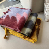Leaf Print Mohair Scarf Handmade Gradient Cashmere Scarf for Women in Winter