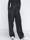 High Waist Black Brief Pleated Long Wide Leg Trousers New Loose Fit Pants Women Fashion Tide Spring Autumn 2023