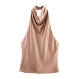 Summer New Silk Hysm Texture Hanging Neck Dress 3203317 Vatry Dress