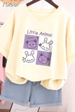Plus Size T Shirt 100% Cotton L-5XL Tshirt Short Sleeve Women Top 2023 Summer Cartoon T Shirt V Neck Oversized T