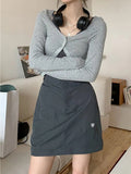 Vintage 90s Cargo Skirt Long Women Autumn Casual High Waist Detachable Patchwork A-line Midi Dress Korean