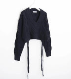 Party Women's Sweater Autumn And Winter 2022 Women European And American Style Retro Twist Back Tie Knitting