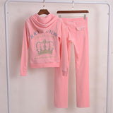 Spring/Fall 2 PiecesSet Sweatsuit Hoodies Long Sleeve Tops And Pants Fashion Pattern Velvet Women Tracksuit for Sport