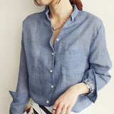 Womens Tops Fashion 2019 Autumn Linen White Shirt Women Long Sleeve Blouse Korean Woman Clothes Roupas