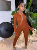 Winter Sexy Chain Lace-up Long Sleeve Tight