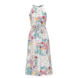Summer New Bohemian Sexy Dew Shoulder Long Dress Women Sleeveless Print Dress Slim Casual Spring Summer Holiday