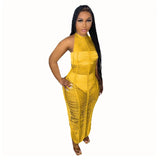 Toloer New Women's Wear Sexy Solid Color Knitted Beach Dress-Outfit