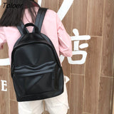 Women PU Waterproof Solid Couple Womens Unisex Fashion Simple Schoolbags Chic Ins Big Capacity Ulzzang Retro