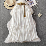 Half-Dress Women's Dress 2025 Summer Small In The Long Leisure High-Rise Display Thin Pendulum Ponve