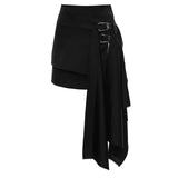 High Waist Black Buckle Irregular Burr Personality Half-body Skirt Women Fashion Tide New Spring Autumn 2023