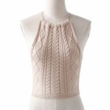 Vintage Soft Sweater Vest Backless Cropped Sweater Halter Vest Jumper Lace Up Female Waistcoat Mujer Knitted Tops Vest