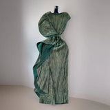 Folded Dress Design Irregular Lotus Leaves Side To Receive Waist Repair Bright Silk Pressure