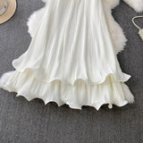 Holiday Wind Sexy Bare Back Hanging Neck Sling Dress Women's Summer Loose Thin Pony Cake