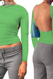 Backless T-shirt Women Casual 2023 Summer O Neck Y2K Crop Tops Short Sleeve Streetwear Fit Slim Base Tees Female T