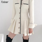 Chic Tweed Dress Women 2023 Fall Winter Elegant Woolen Blend Dresses Vestido Business Office Black Women's