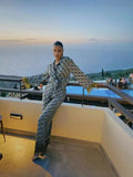 New Fashion Printing Set Loose Long Sleeve V Straight