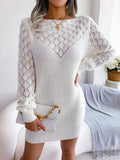 Wind Shooting Autumn And Winter Fashion Hollowed Out A Long-Sleeved Sweater Skirt Explosion