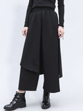 High Elastic Waist Black Split Joint Long Wide Leg Trousers New Loose Fit Pants Women Fashion Spring Autumn 2023