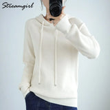 Sweatshirts Hoodies Women Autumn Winter 2021 Solid Knitted Pullovers Winter Clothes Women Sweatshirt With Hood