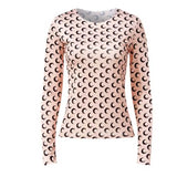 Summer Women'S Designer Moon Print T Shirt Lady Round Neck Long Sleeves Ice Silk Top Women Underwear Clothing