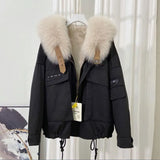 2022 Winter Parka Women Fluffy Faux Fur Coat Short Windbreaker Jacket Wool Liner Warm Parka Fur Collar Warm Snow