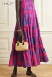 Halter Pullover Dress For Women Stand Collar Sleeveless Loose Waist Hit Color Print Long Dresses Female Clothing Style