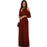 2023 New Elegant Women Casual Jumpsuit Femme Wide Loose Leg Pants Rompers Long Sleeve Office Lady Bandage
