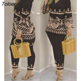 Piece Sets Womens Outifits Bell Sleeve V-Neck Casual Top & Pants Set Fashion Long Sleeve Suit Elegant Chic Daily