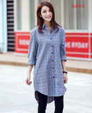 New 2020 Button Down Shirt for Women Plus Size Cotton Long Plaid Flannel Shirt Korean Full Sleeve Casual Loose