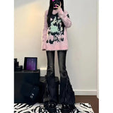 High Street Design Hair-Side Micro-Tipped Jeans Women Autumn Low-Rise Loose Thin Broad Leg